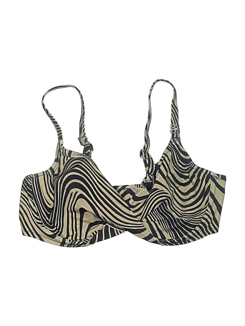 Women’s Black & Cream Swirl Underwire Swim Bikini Top 36DD